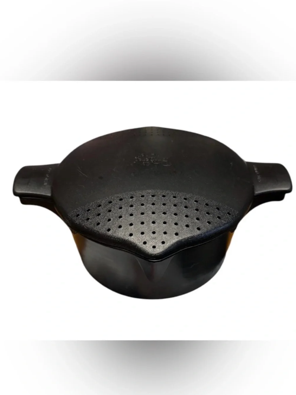 New Black Pampered Chef Large Micro Cooker Microwave Steamer Rice Strainer 8 cup